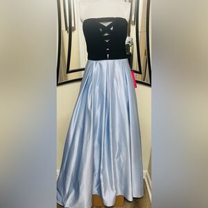 Elegant Black and Silver Strapless Dress